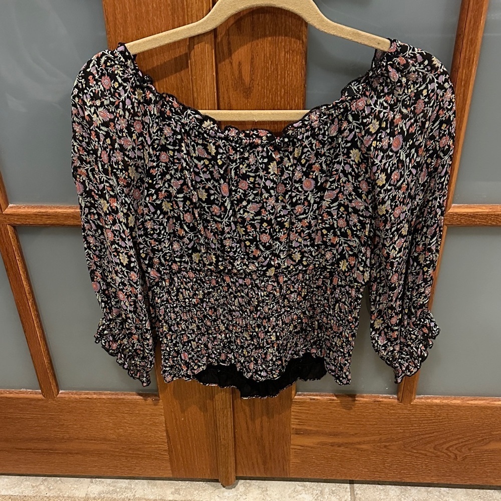 Anthropologie Black and Pink Floral Blouse​​ - Picture 3 of 7